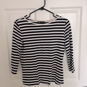 Zara Womens Three Quarter Length Sleeve Striped T-Shirt